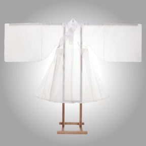 ming dynasty men's white hanfu cross collar daopao robe - Jianxi Hanfu