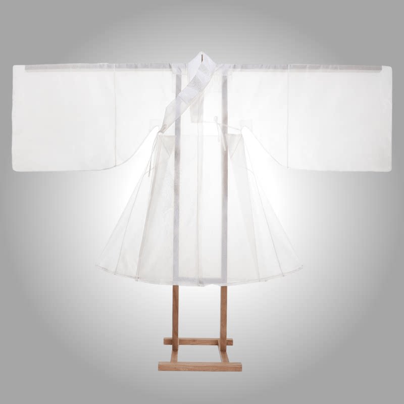 ming dynasty men's white hanfu cross collar daopao robe - Jianxi Hanfu