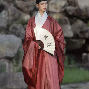 ming dynasty men's hanfu red daopao robe - Jianxi Hanfu