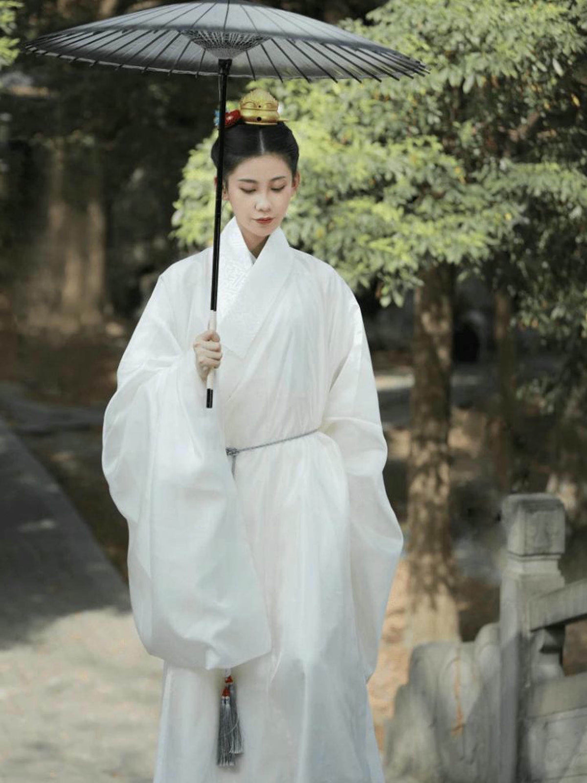 ming dynasty men's hanfu white daopao robe - Jianxi Hanfu