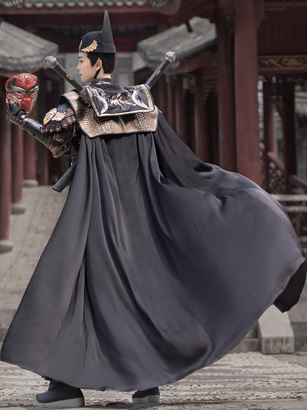 Chinese Ming Dynasty men's feiyufu imperial Guard ootd black robe- Jianxi Hanfu