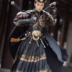 ming dynasty men's hanfu feiyufu imperial Guard black armored clothes- Jianxi Hanfu