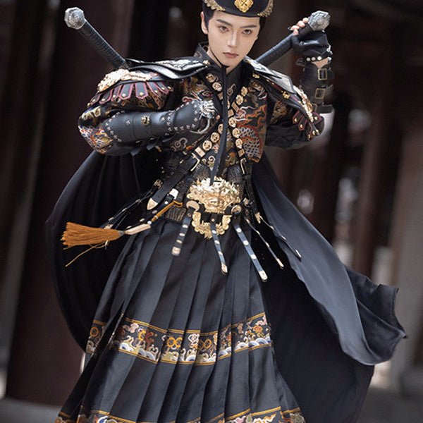 ming dynasty men's hanfu feiyufu imperial Guard black armored clothes- Jianxi Hanfu