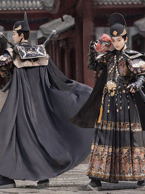 Chinese Ming Dynasty men's feiyufu imperial Guard black robe- Jianxi Hanfu