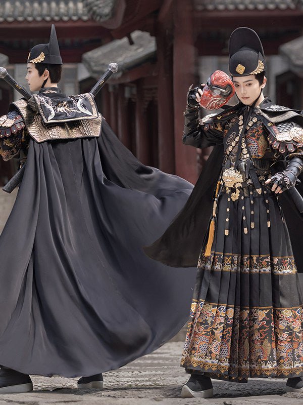 Chinese Ming Dynasty men's feiyufu imperial Guard black robe- Jianxi Hanfu
