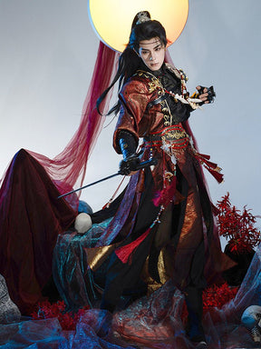 chinese ming dynasty men's winter rblack hanfu wuxia clolthes - Jianxi Hanfu