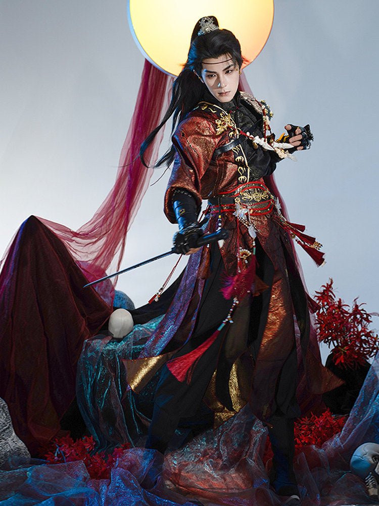 chinese ming dynasty men's winter rblack hanfu wuxia clolthes - Jianxi Hanfu