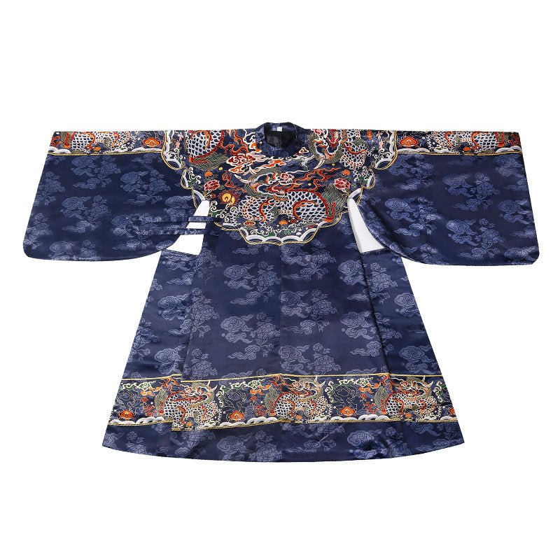 ming dynasty fashion men's hanfu blue imperial dragon robe wedding attire - Jianxi Hanfu