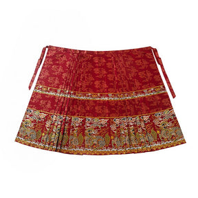 ming dynasty women's hanfu dress red mamian skirt wedding dress - Jianxi Hanfu