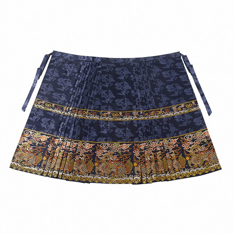 ming dynasty women's hanfu dress blue mamian skirt - Jianxi Hanfu