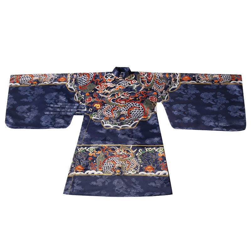 ming dynasty fashion women's hanfu dark blue imperial dragon robe wedding attire - Jianxi Hanfu