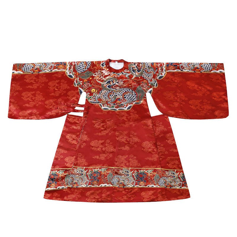 ming dynasty fashion men's hanfu red imperial dragon robe wedding attire - Jianxi Hanfu