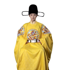 ming dynasty men's hanfu yellow imperial dragon robe unisex clothing -  Jianxi Hanfu