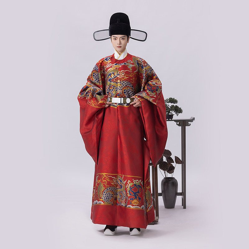 ming dynasty fashion men's hanfu red wedding robe - Jianxi Hanfu