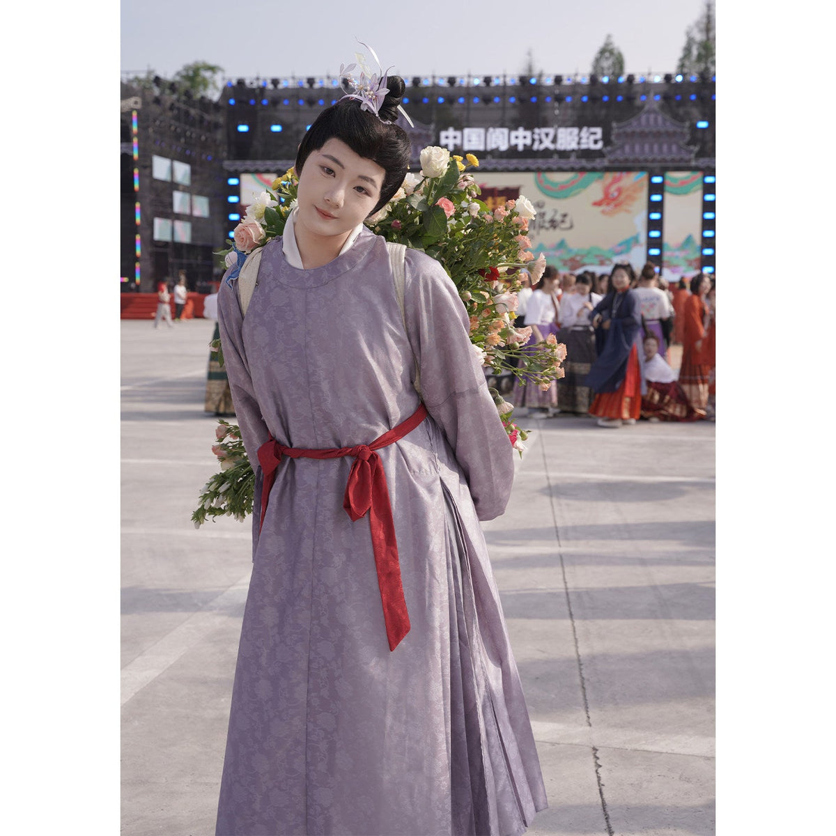 chinese style men's hanfu clothes purple robe - Jianxi Hanfu