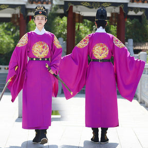 ming dynasty fashion men's hanfu purple imperial dragon robe - Jianxi Hanfu