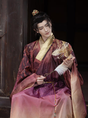purple robe chinese wuxia clothes men's hanfu -Jianxi Hanfu