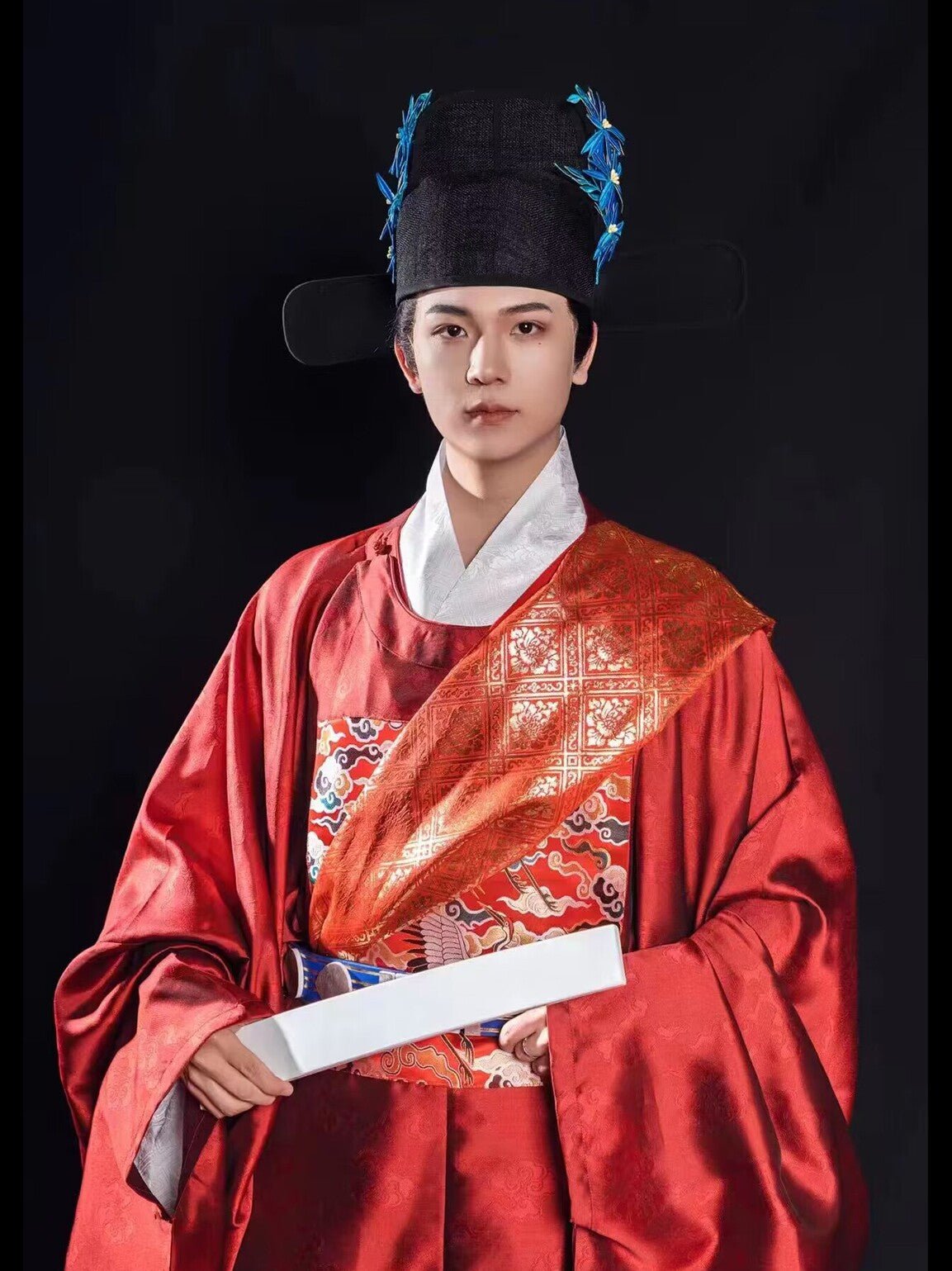 chinese style ming dynasty official clothes men's red robe - Jianxi Hanfu