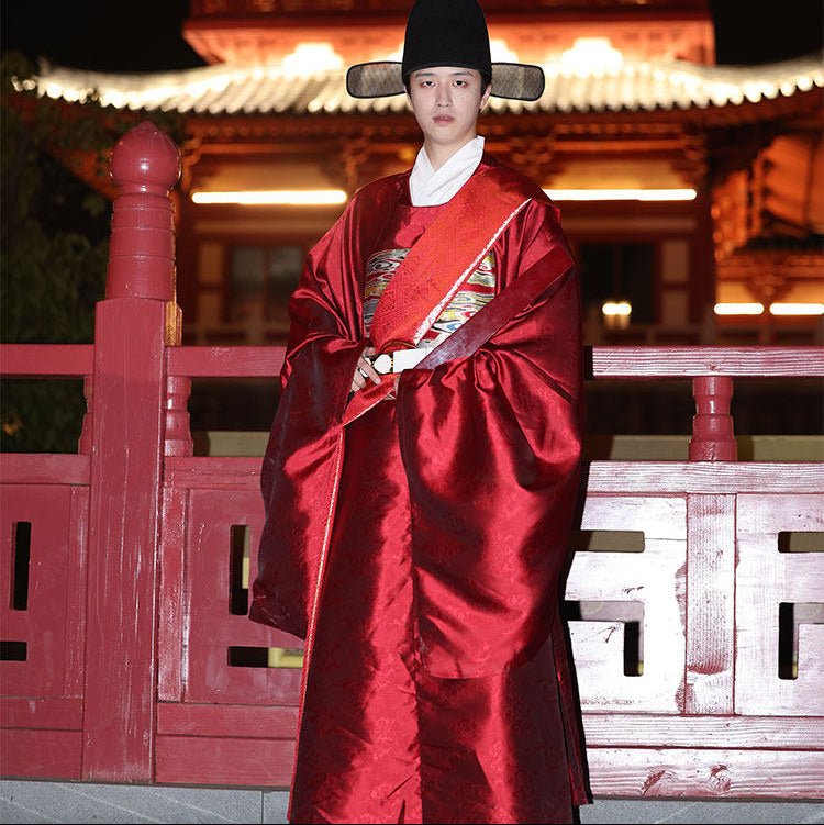 chinese ming dynasty official clothes men's red robe - Jianxi Hanfu