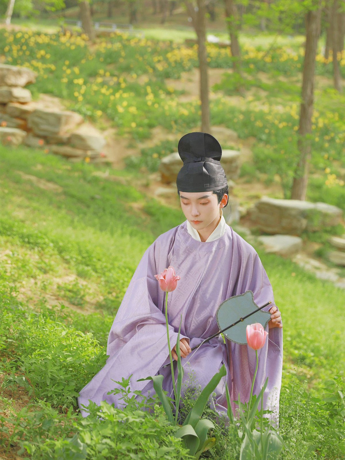 chinese style ming dynasty men's hanfu purple robe - Jianxi Hanfu