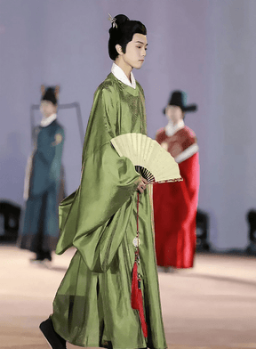 chinese ming dynasty men's hanfu green robe clothes - Jianxi Hanfu