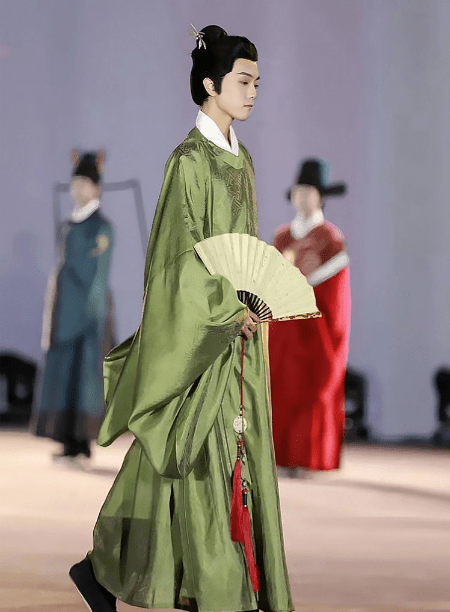chinese ming dynasty men's hanfu green robe clothes - Jianxi Hanfu