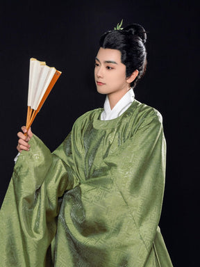 chinese style ming dynasty men's hanfu clothes green robe - Jianxi Hanfu
