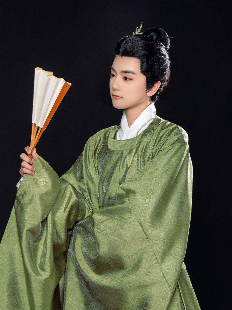 chinese style ming dynasty men's hanfu clothes green robe - Jianxi Hanfu