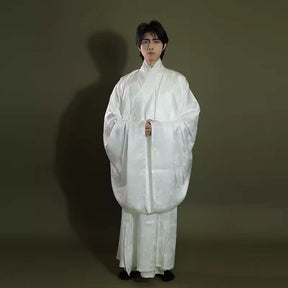 chinese style men's hanfu white inner robe - Jianxi Hanfu