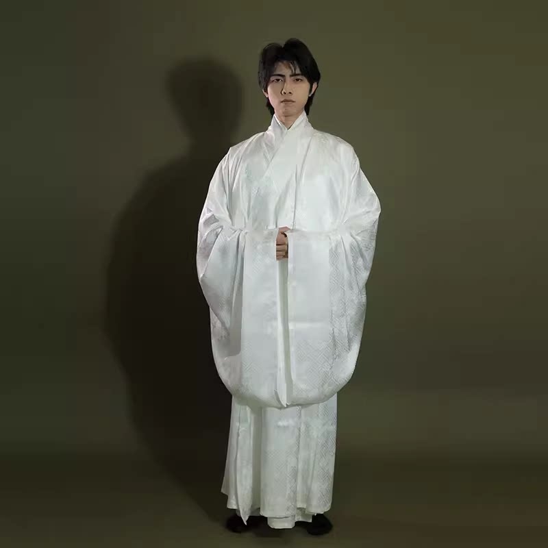 chinese style men's hanfu white inner robe - Jianxi Hanfu