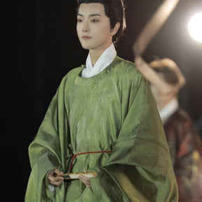 chinese style ming dynasty men's hanfu green robe - Jianxi Hanfu