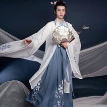 white hanfu chinese men's clothes song dynasty clothes-Jianxi Hanfu