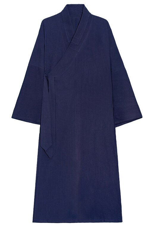 chinese ming dynasty men's hanfu cross collar blue taoist robe - Jianxi Hanfu