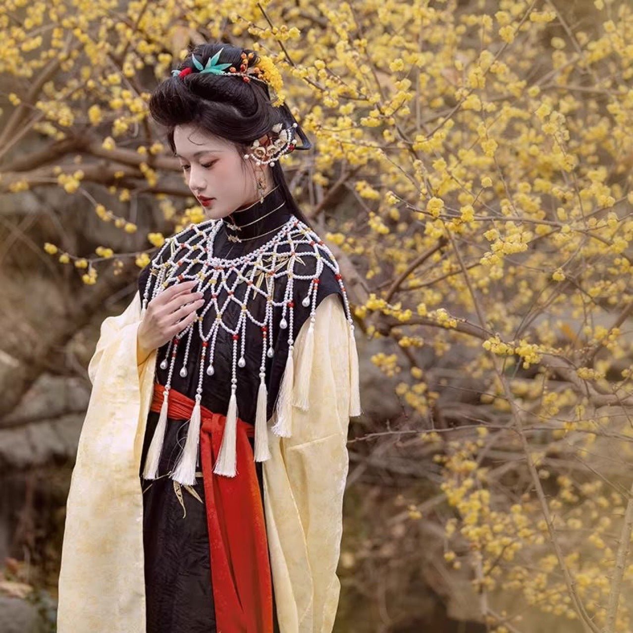 Ming Dynasty Women's Hanfu Yunjian Cloud Collar Water Drop - Jianxi Hanfu