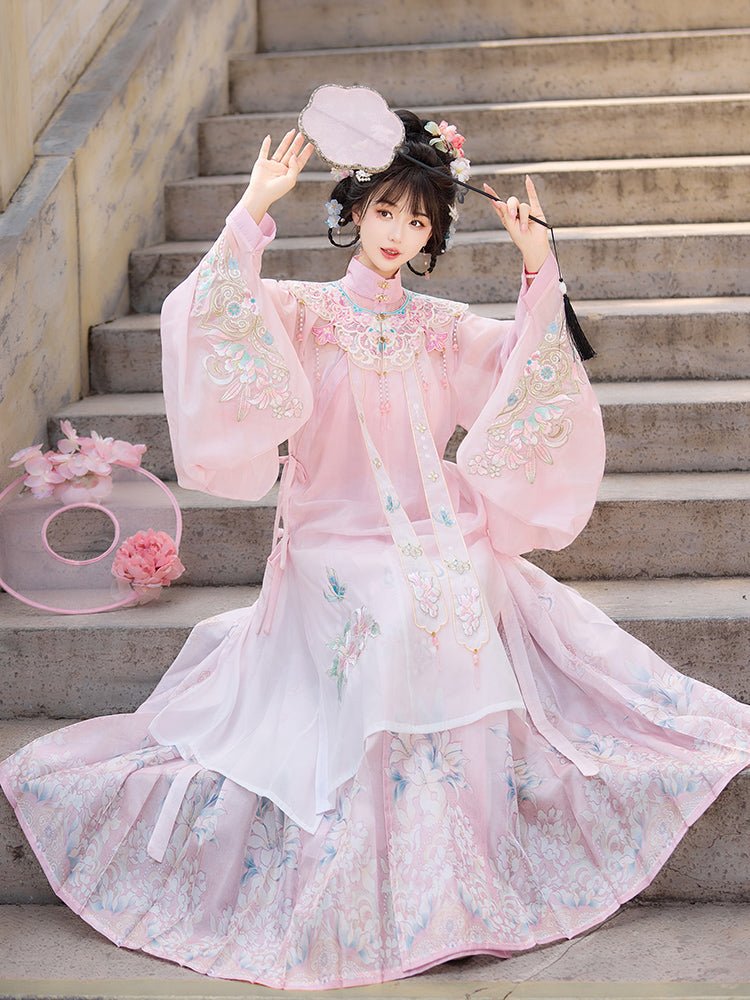 ming dynasty fake collar women's hanfu pink yunjian - Jianxi Hanfu