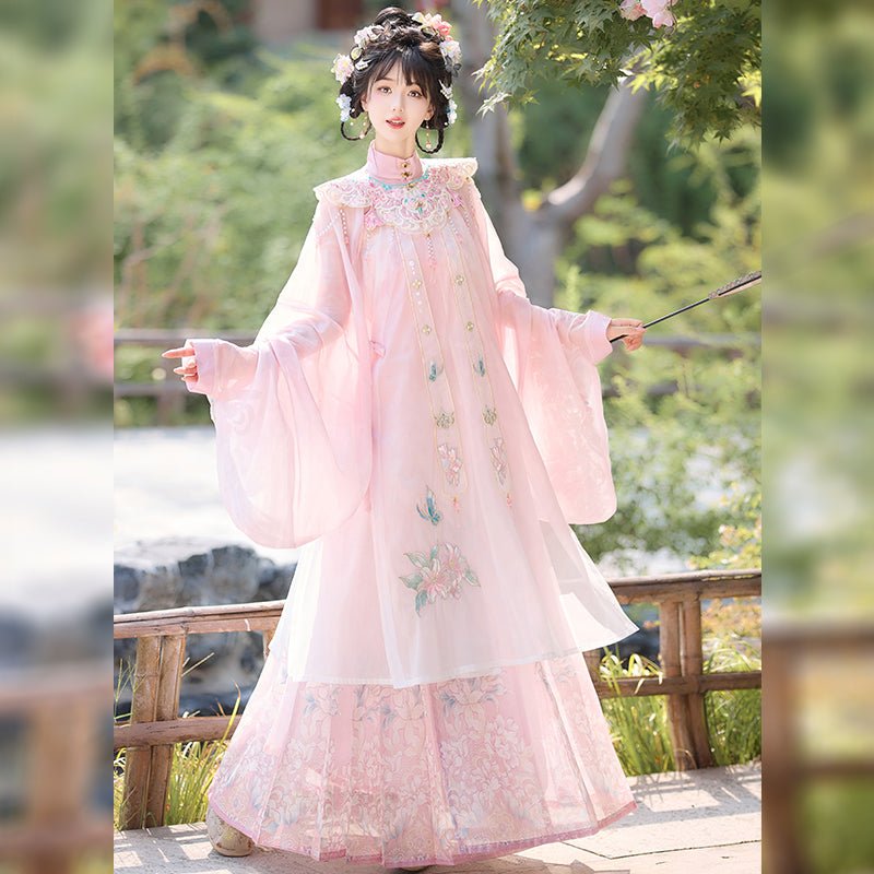 ming dynasty fake collar pink hanfu cloud collar - Jianxi Hanfu