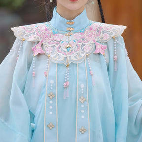 ming dynasty women's hanfu pink yunjian collar - Jianxi Hanfu