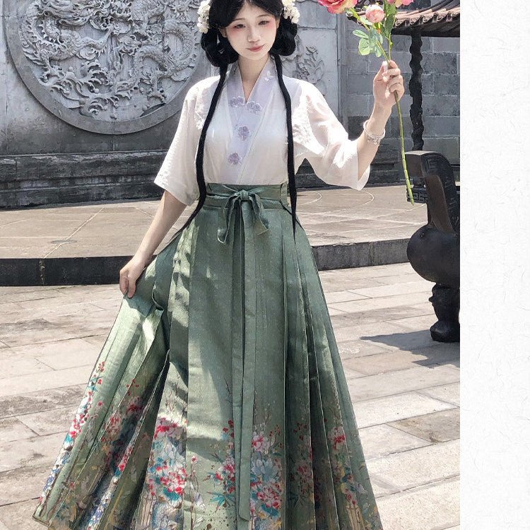 chinese style women's plus size hanfu mamian skirt - Jianxi Hanfu