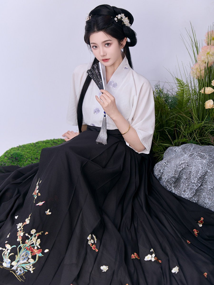 women's summer plus size hanfu black mamianqun - Jianxi Hanfu