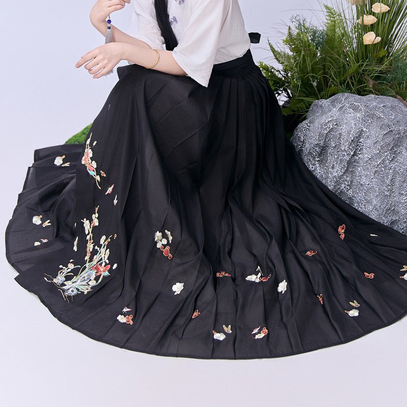 women's plus size hanfu clothes black mamian skirt - Jianxi Hanfu