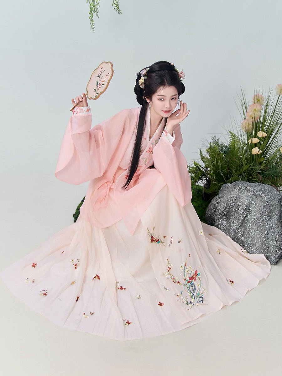 ming dynasty women's spring plus size hanfu cross collar shirt- Jianxi Hanfu