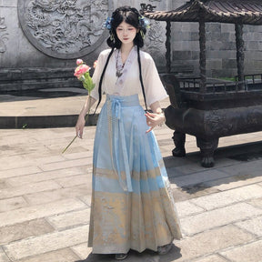 chinese ming dynasty women's plus size hanfu white shirt - Jianxi Hanfu