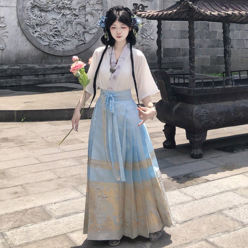 chinese ming dynasty women's plus size hanfu white shirt - Jianxi Hanfu
