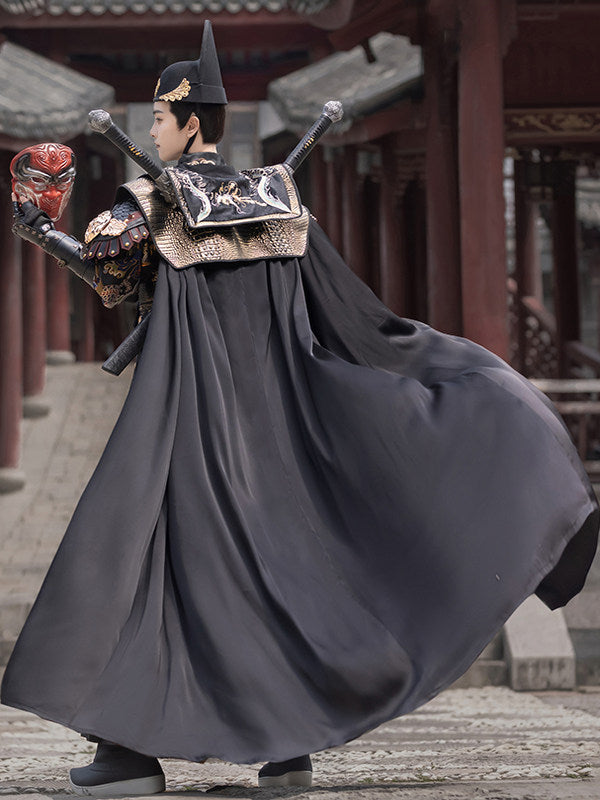 Chinese Ming Dynasty men's feiyufu imperial Guard ootd black robe- Jianxi Hanfu