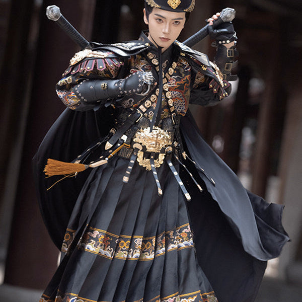 ming dynasty men's hanfu feiyufu imperial Guard black armored clothes- Jianxi Hanfu