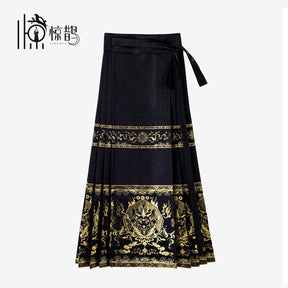 new chinese style women's hanfu black mamian skirt - Jianxi Hanfu