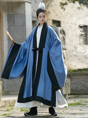 chinese men's blue taoist robe dachang overshirt - Jianxi Hanfu