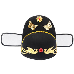 chinese ming dynasty imperial hat men's black wushamao phoenix pattern- Jianxi Hanfu