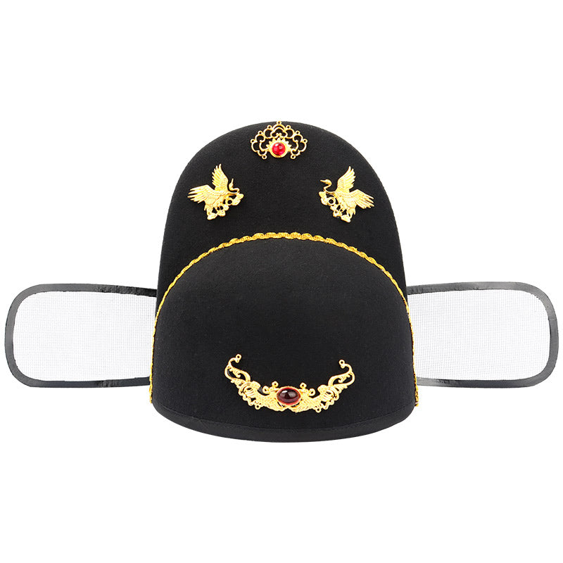 chinese ming dynasty imperial hat men's black wushamao crane pattern- Jianxi Hanfu