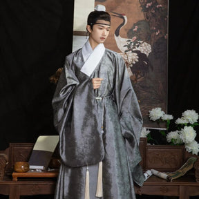 ming dynasty men's grey daopao hanfu robe - Jianxi Hanfu